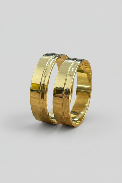 Par de alianças de casamento em ouro 18k 5mm