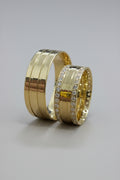 Par de Alianças de casamento em ouro 18k - 38 pedras - 7mm