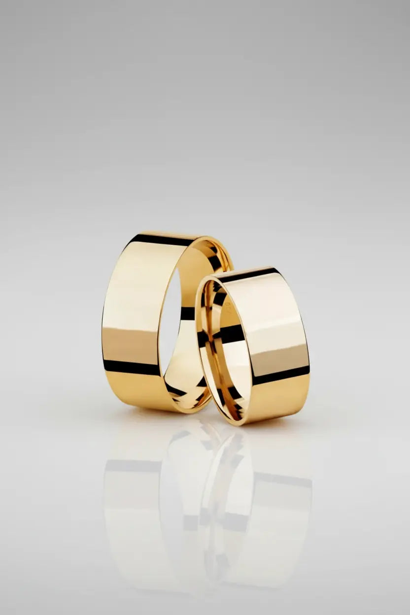 Aliança De Casamento Em Ouro 18k semi anatomica 7mm Premium - Ourus Alianças