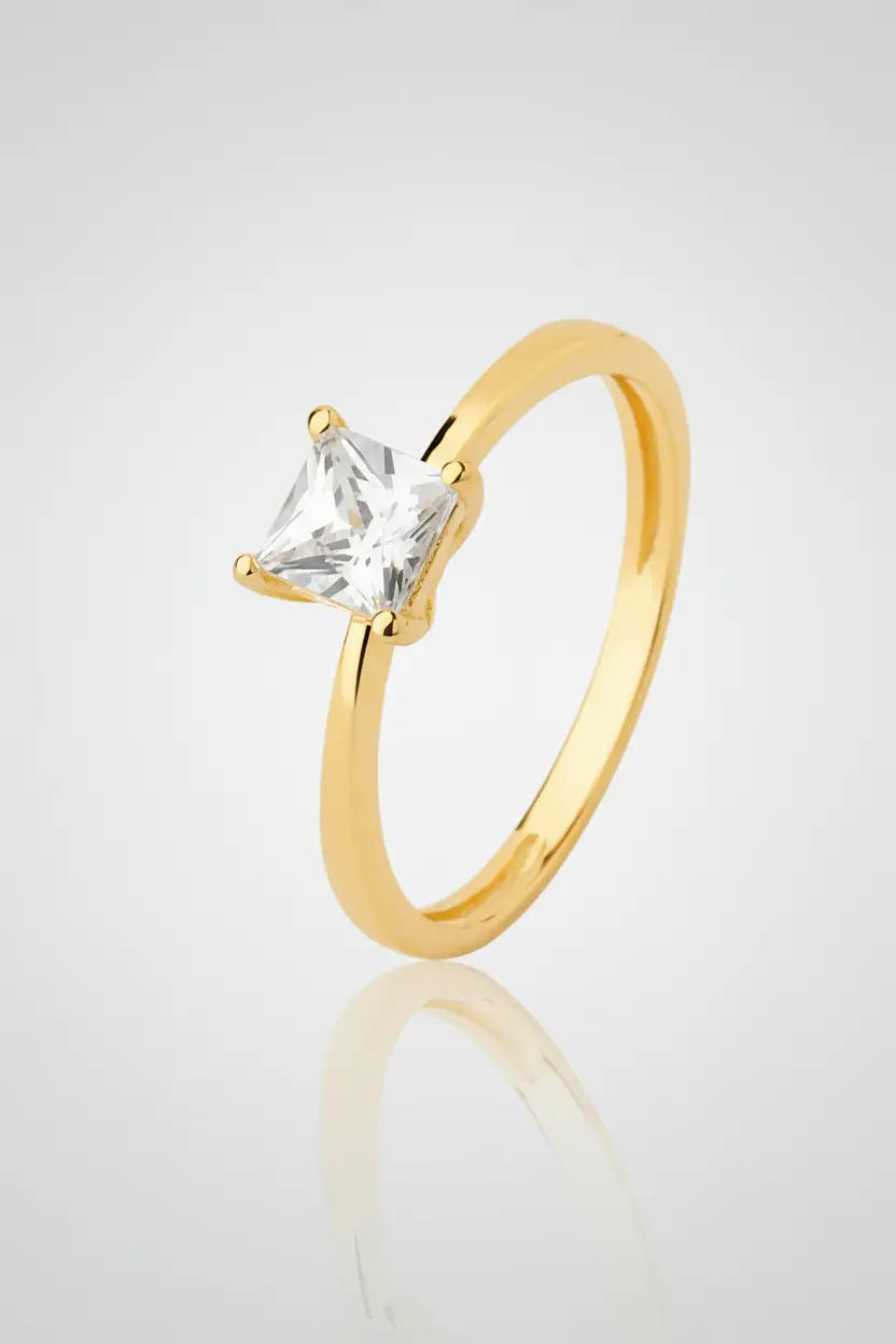Anel Solitário Vértice em Ouro 18k - Ourus Alianças