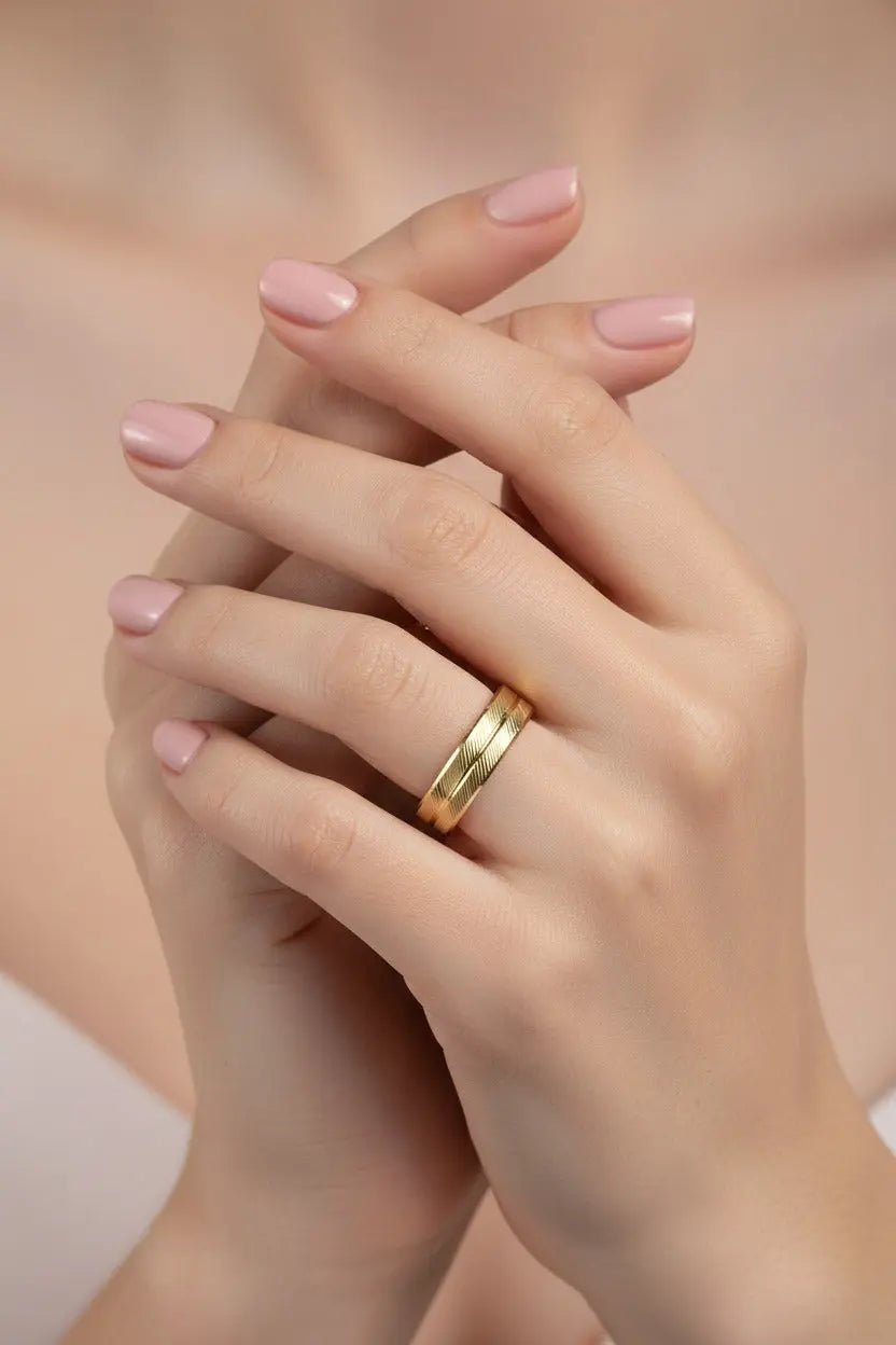 Par de Alianças de casamento em Ouro 10k 5mm Com Frizos - Ourus Alianças