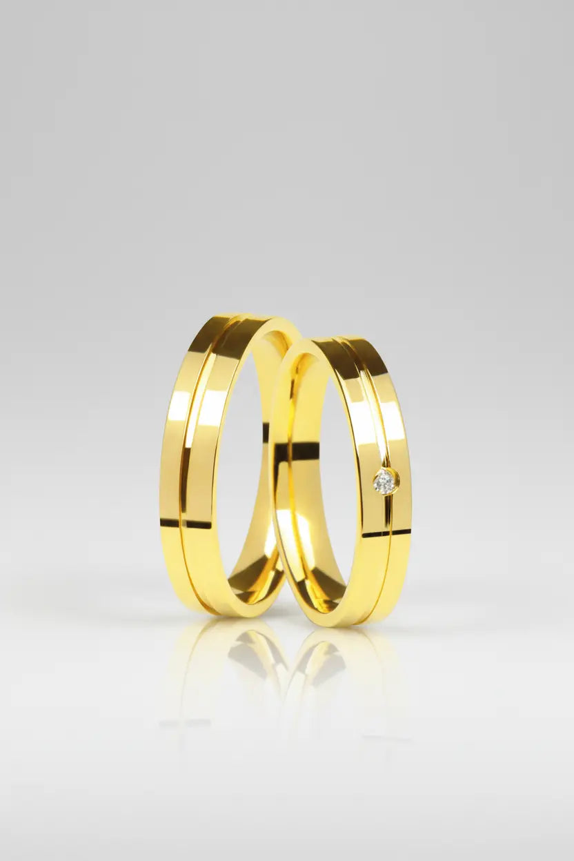 Par de Alianças de casamento Em ouro 18k 4mm - Ourus Alianças