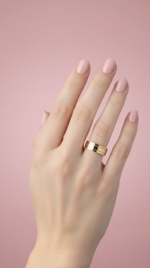 Par de Alianças de Casamento em Ouro 18k 5mm com dois frisos - Ourus Alianças