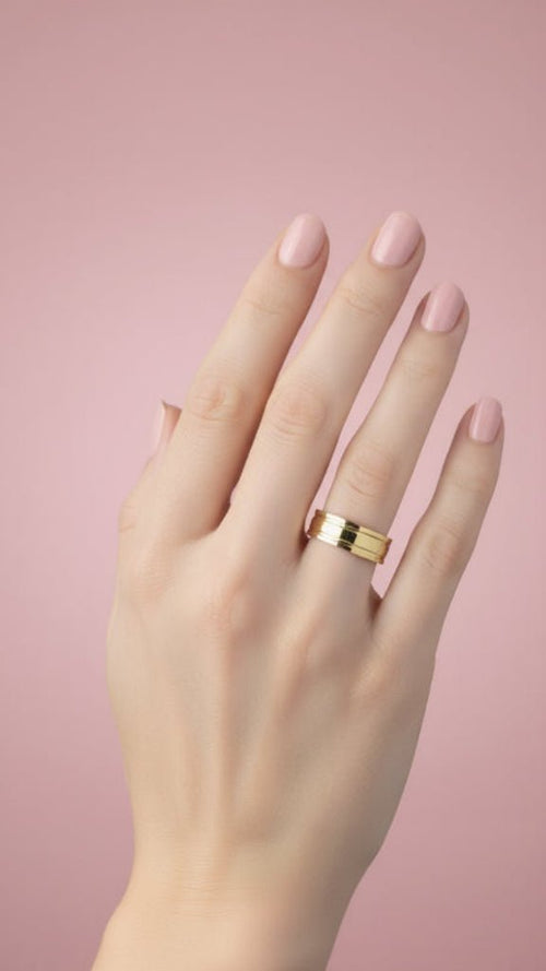 Par de Alianças de Casamento em Ouro 18k 5mm com dois frisos - Ourus Alianças