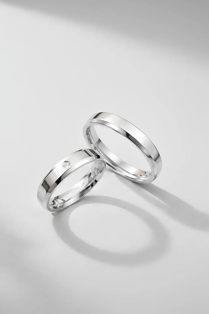 Par de Alianças de Compromisso em Prata 925 4.5mm Com pedra de Zirconia - Ourus Alianças
