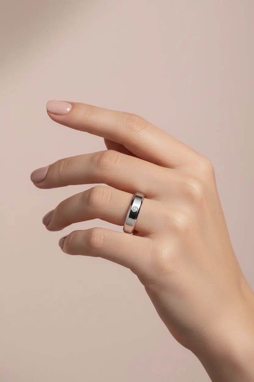 Par de Alianças de Compromisso em Prata 925 4.5mm Com pedra de Zirconia - Ourus Alianças