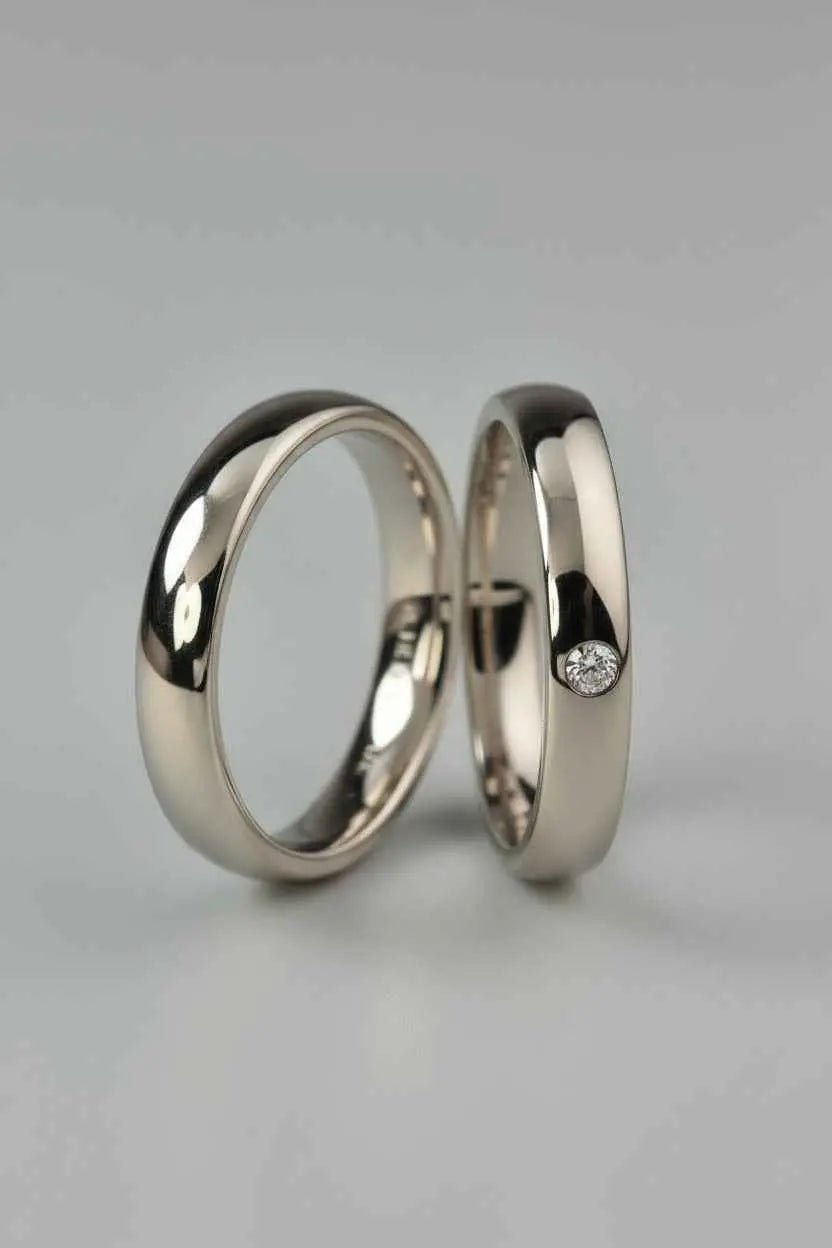 Par de alianças de namoro em Prata 925 4mm com 1 pedra de zirconia - Ourus Alianças