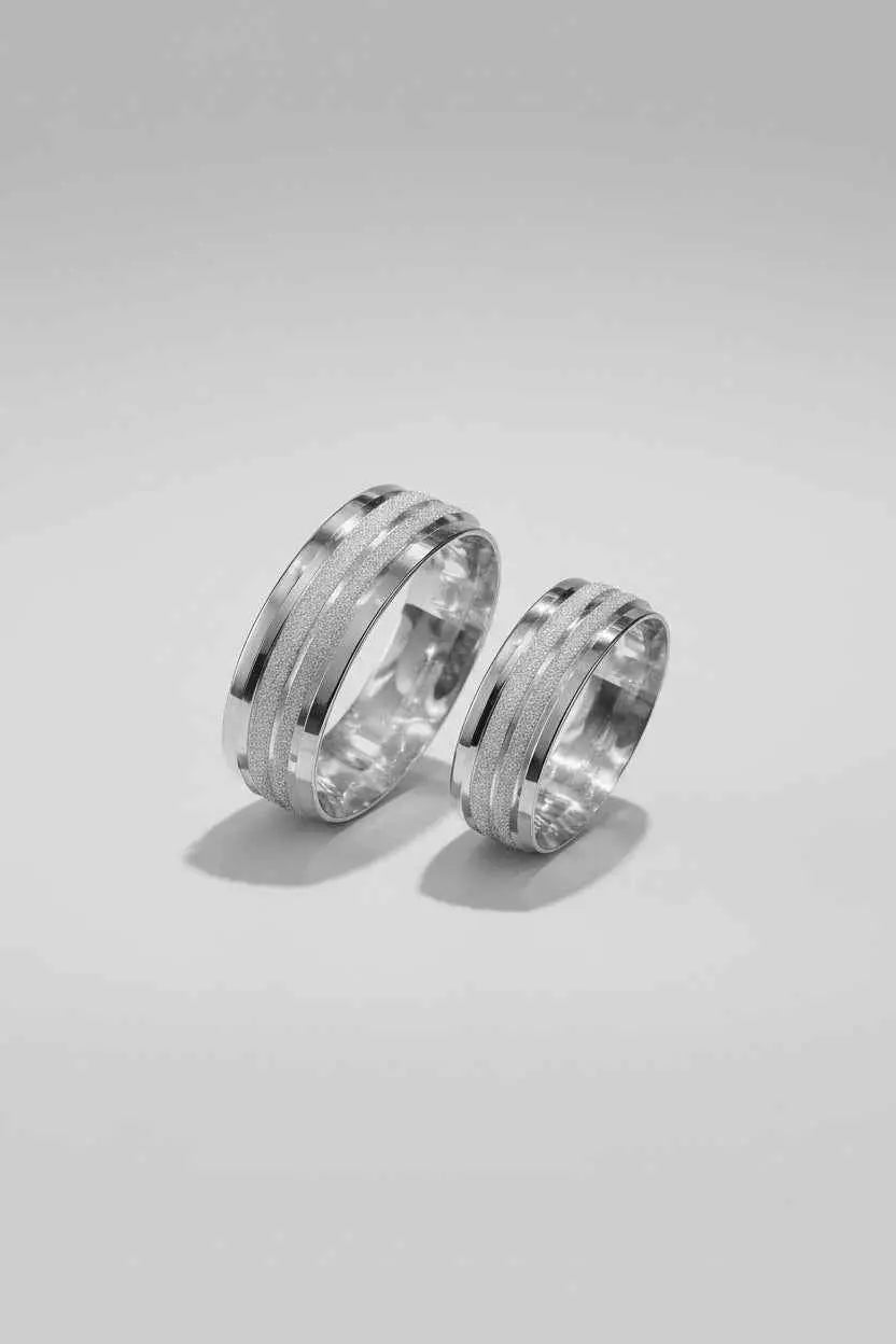 Par de alianças de Prata 925 Diamantado 7mm - Ourus Alianças