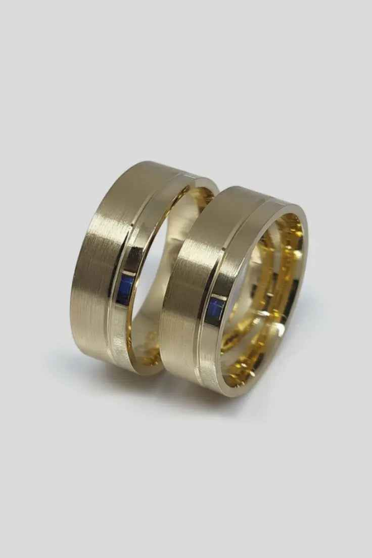 Par de Alianças em Ouro 18k 6mm Fosca