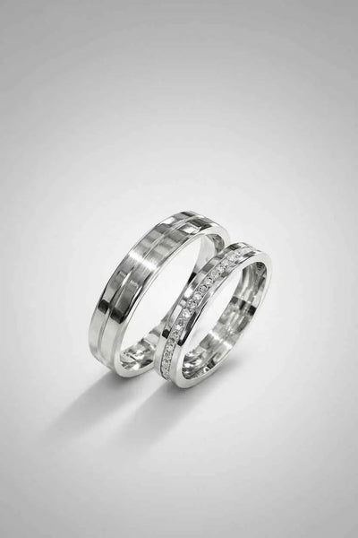 Par de alianças em Prata 925 5mm 40 Pedras de Zirconia - Ourus Alianças